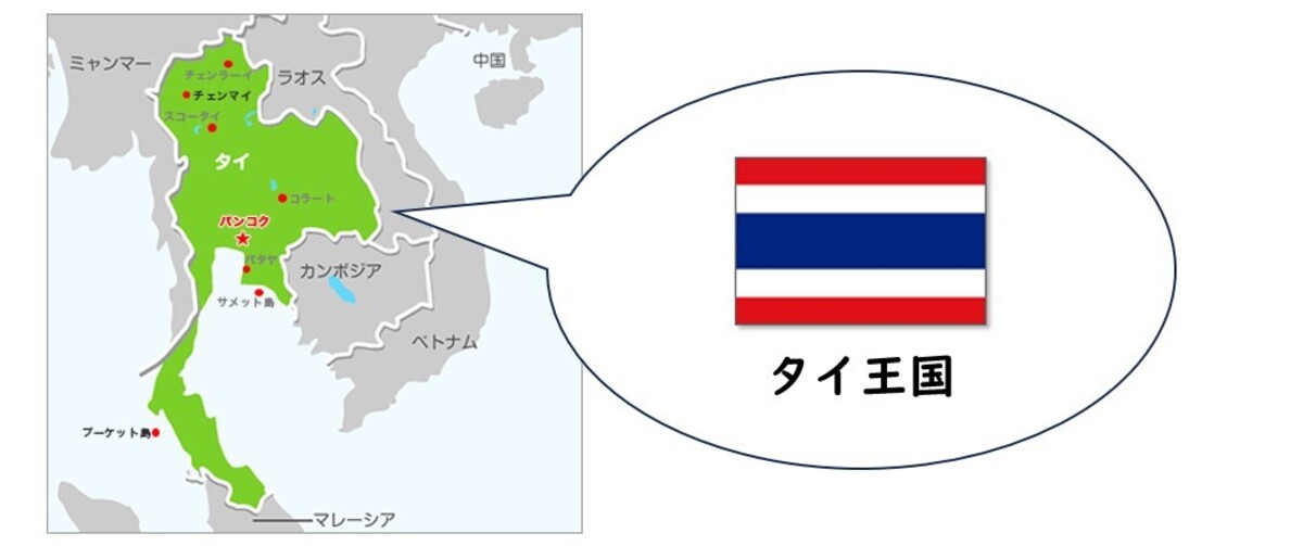 タイの地図と国旗